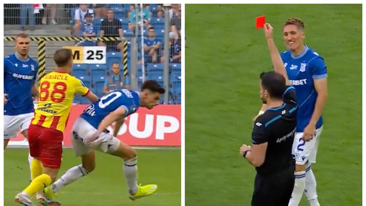 Twitter / X/Canal+ Sport / Sędzia Daniel Stefański wyrzucił z boiska Filipa Marchwińskiego.