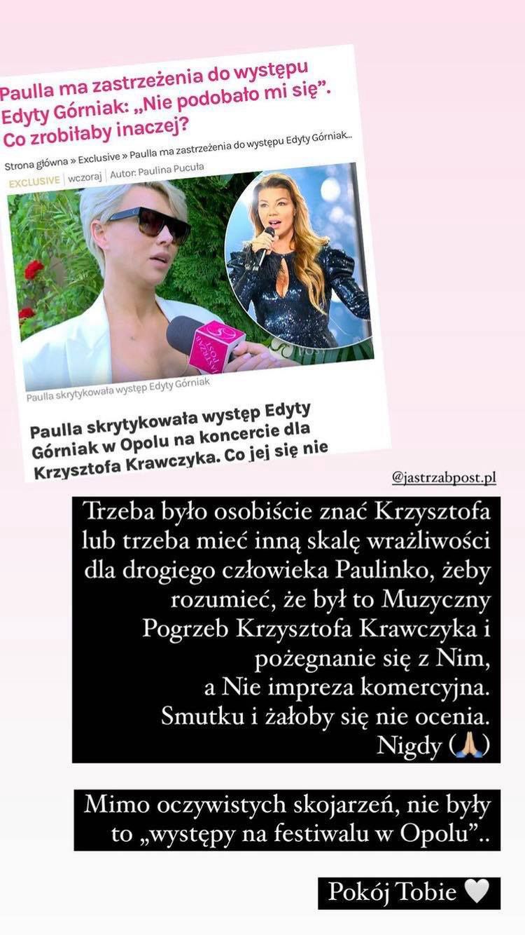 Edyta Górniak odpowiada na ocenę Paulli