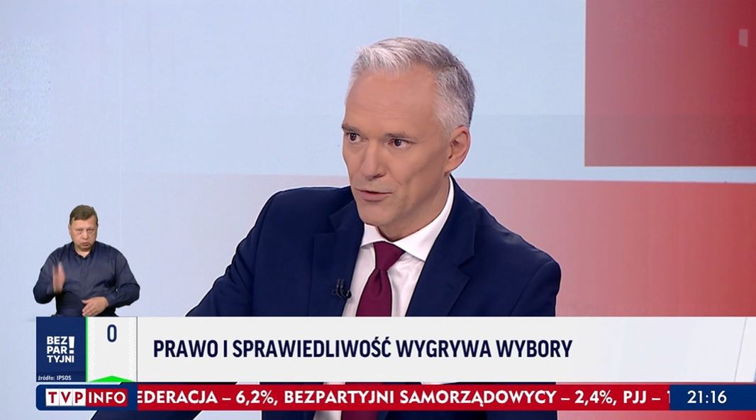 Michał Rykowski prowadził studio wyborcze w TVP Info