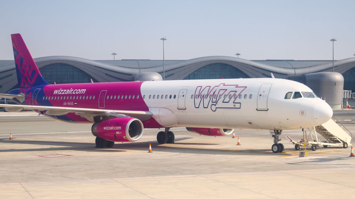 Wizz Air aircraft is seen at Abu Dhabi International Airport in Abu Dhabi, United Arab Emirates on December 2nd, 2023. (Photo by Beata Zawrzel/NurPhoto via Getty Images)
