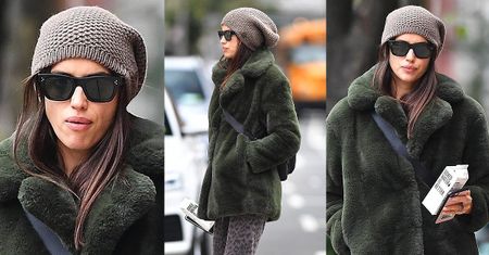 Opatulona Irina Shayk popija wodę z kartonu