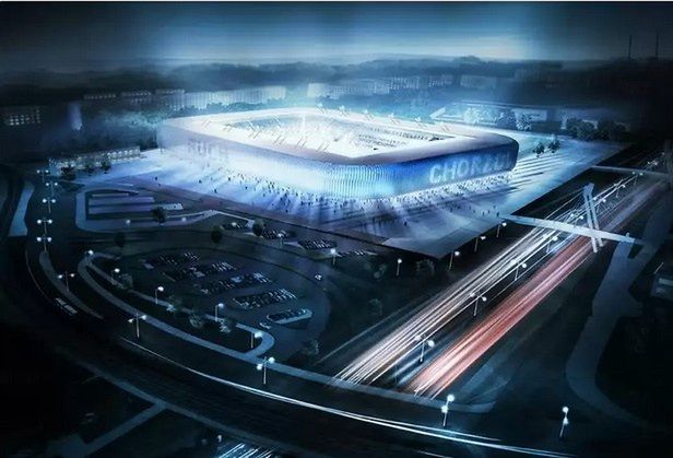 Wizualizacja nowego stadionu Ruchu po wykonaniu całości prac (16 tys. miejsc)