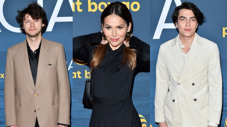 Wystrojeni celebryci pozują na prezentacji serialu "Bracia": Paulina Sykut, Mateusz Kościukiewicz, Nikodem Rozbicki... (ZDJĘCIA)