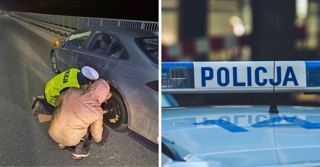 Policjanci pomogli kierowcy na Moście Solidarności w Płocku. Szybka reakcja mundurowych!