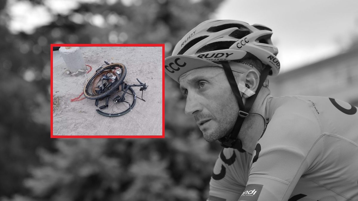 Davide Rebellin, w ramce jego rower po wypadku