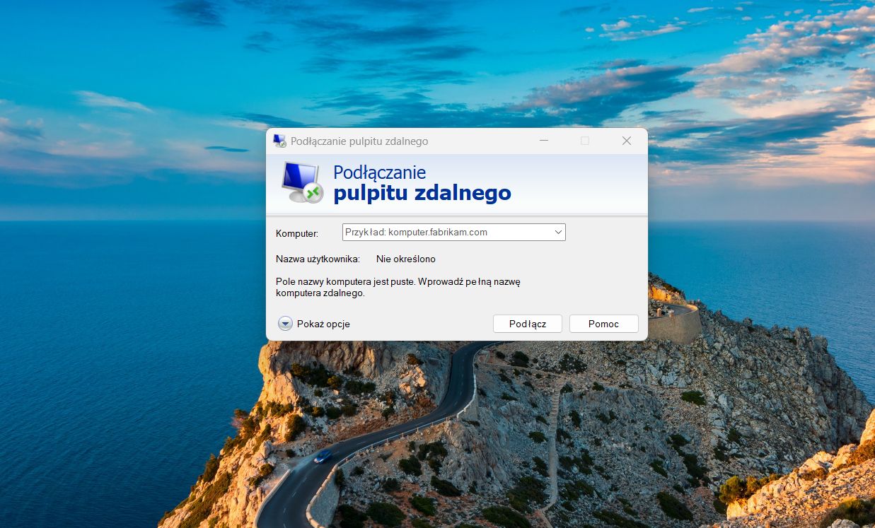 Połączenie z innego komputera