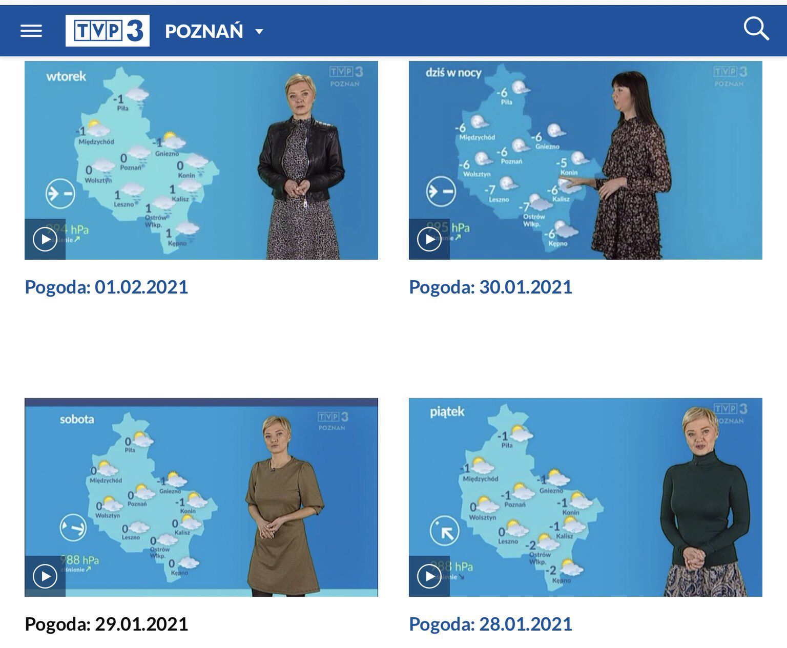 Nagranie prognozy pogody z 31 stycznia zniknęło ze strony TVP