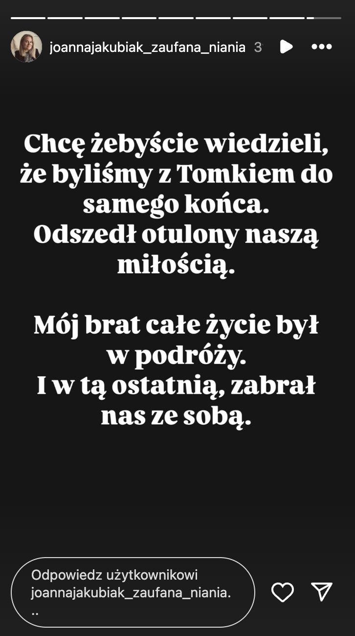 Siostra Tomasza Jakubiaka dodała nowe oświadczenie