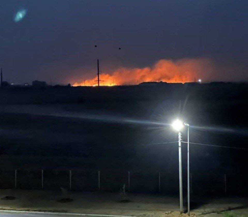 A fire at Marinowka airport in Russia.