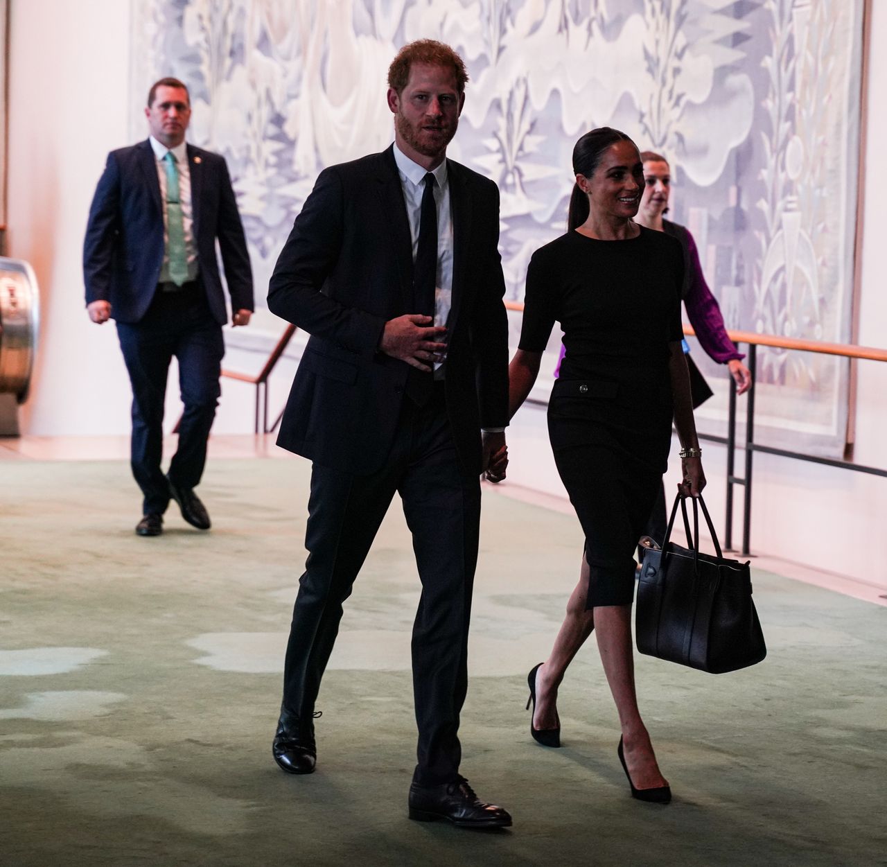 NEW YORK, UNITED STATED - JULY 18: Britain's Prince Harry and his wife Meghan, Duchess of Sussex, arrive to celebrate Nelson Mandela International Day at the United Nations Headquarters in New York, U.S. July 18, 2022. (Photo by Lokman Vural Elibol/Anadolu Agency via Getty Images)