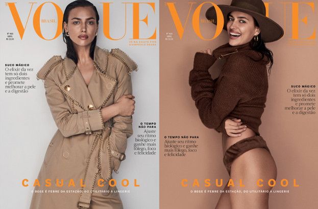 Naturalna Irina Shayk na dwóch okładkach brazylijskiego "Vogue'a"