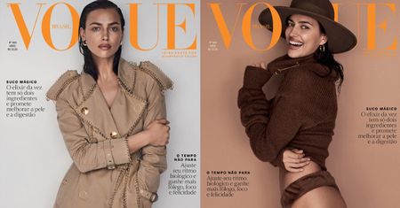Naturalna Irina Shayk na dwóch okładkach brazylijskiego "Vogue'a"