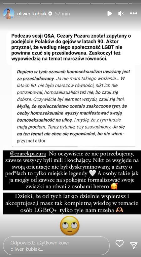 Oliwer Kubiak polemizuje z Cezarym Pazurą
