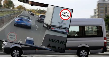 Kierowca porsche w roli "szeryfa". Blokował busa za zbyt wolne wyprzedzanie