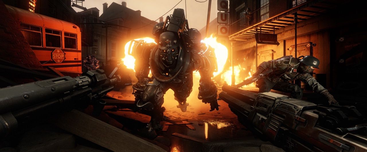 Wolfenstein II: The New Colossus - szarżujący super żołnierz