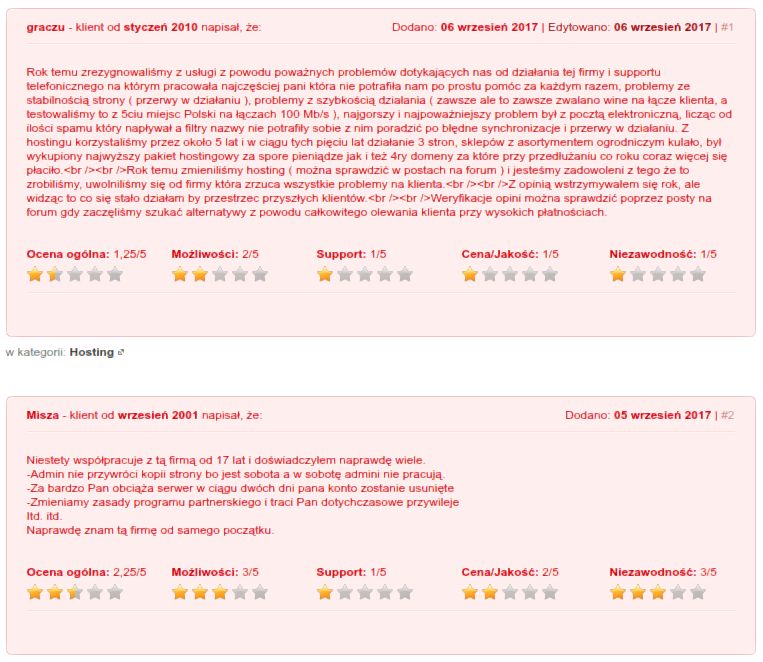 Najnowsze opinie o nazwa.pl w rankingu Top100 – użytkownicy nie przejęli się zakazem szkalowania dobrego imienia nowego właściciela forum