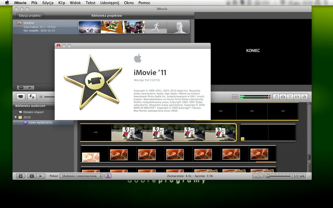 Informacje o programie iMovie '11