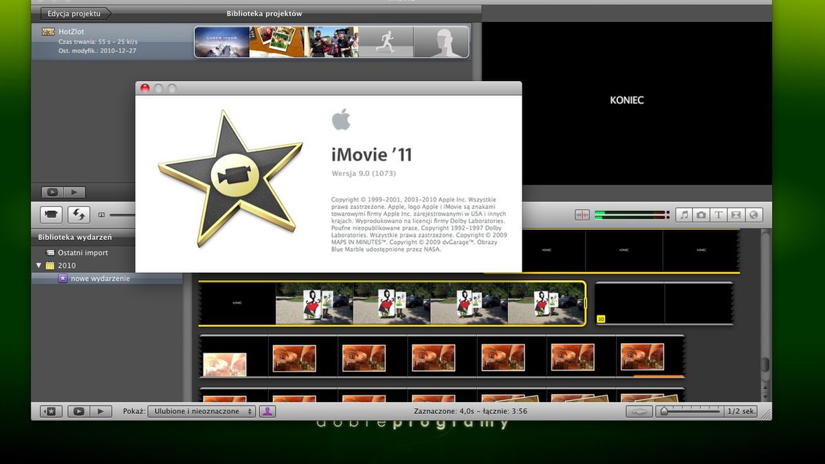 Informacje o programie iMovie '11