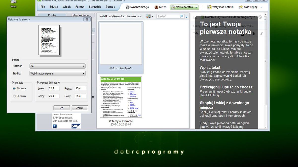Evernote - nowa notatka