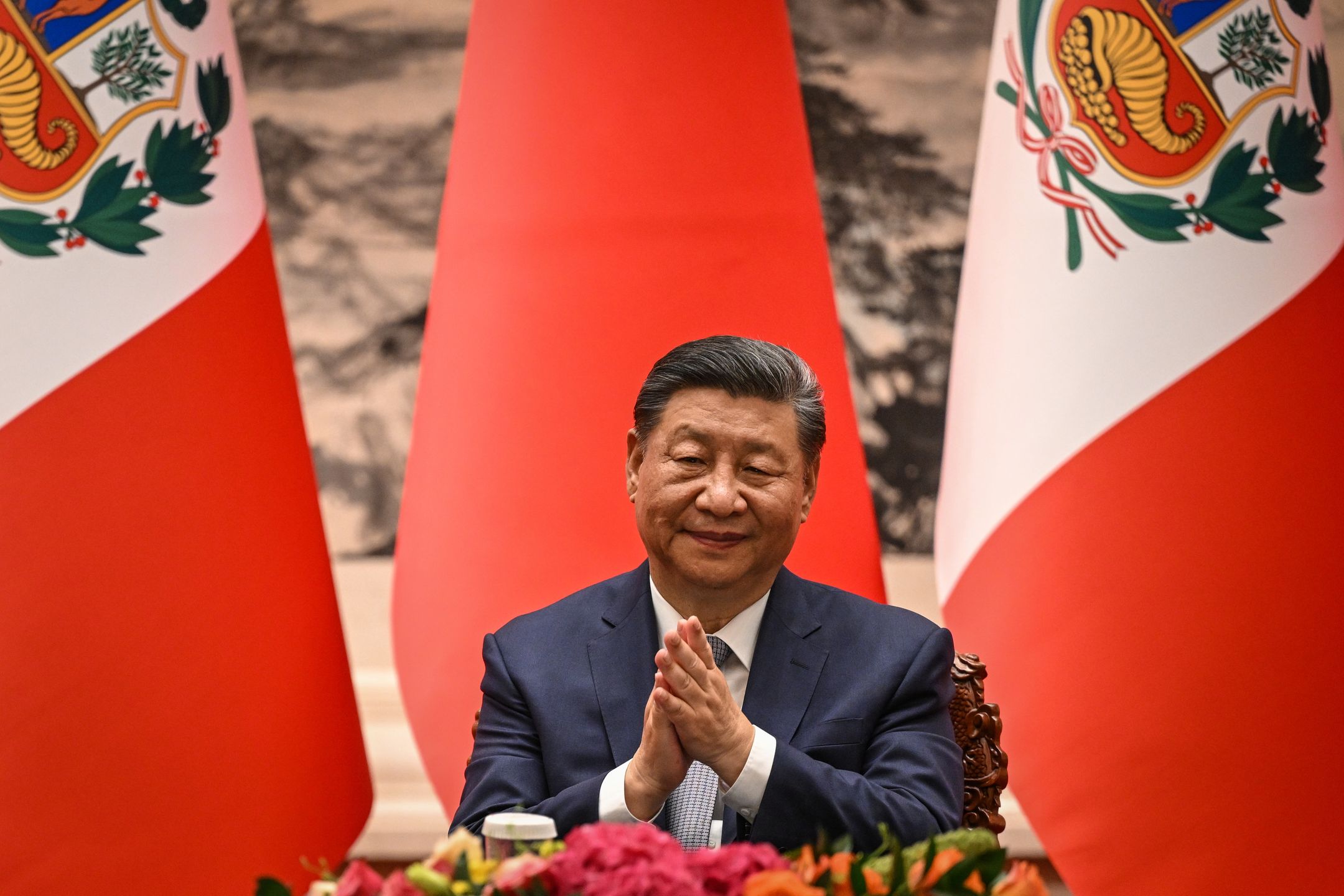 BEIJING, CHINA - JUNE 28: China's President Xi Jinping applauds during a signing ceremony at the Great Hall of People on June 28, 2024 in Beijing, China. (Photo by Jade Gao - Pool/Getty Images)