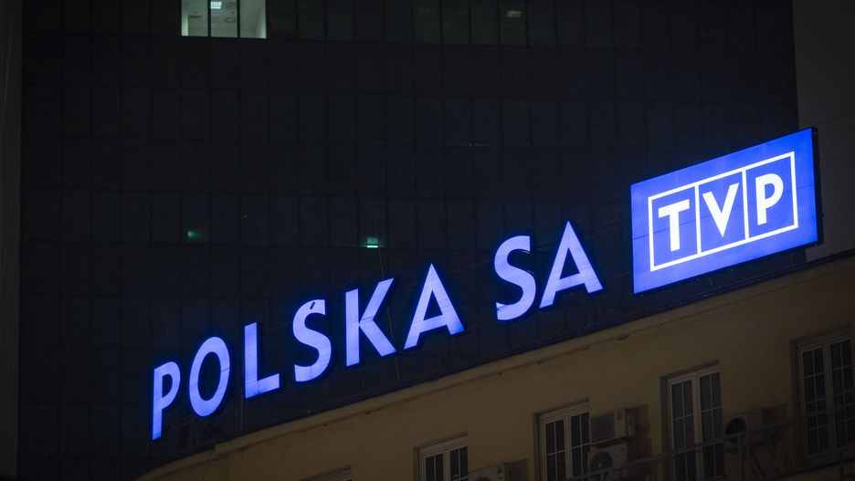 The offices of the public broadcaster TVP Info are seen in central Warsaw, Poland on 22 December, 2023. (Photo by Jaap Arriens/NurPhoto via Getty Images)