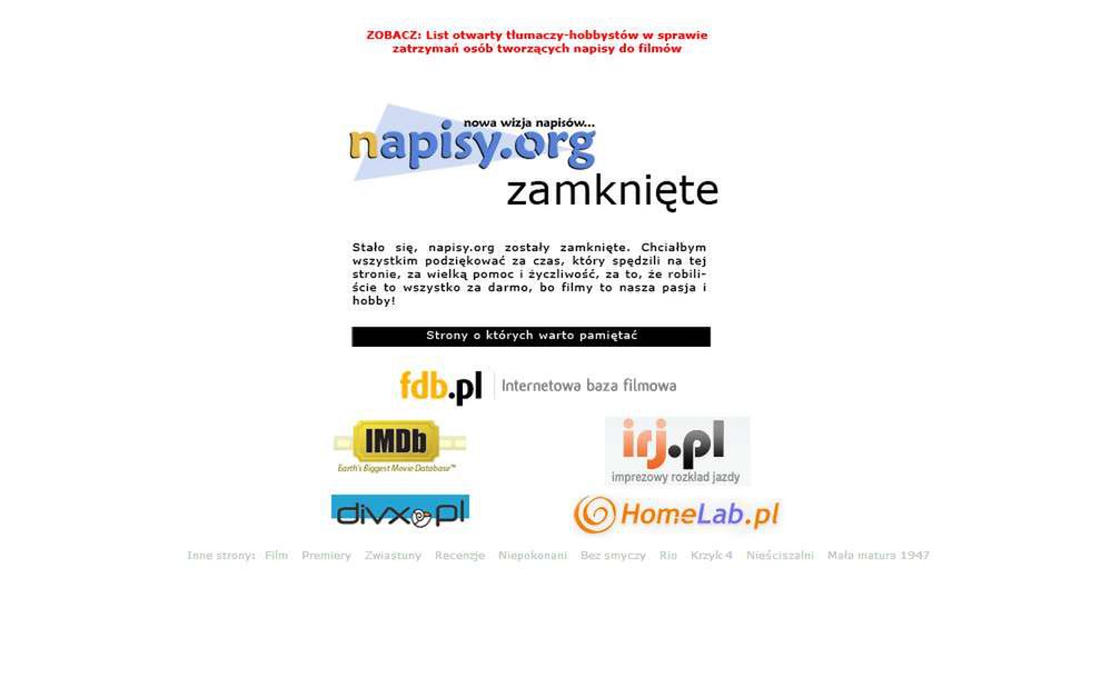 Napisy do filmów - zestawienie serwisów z polskimi listami dialogowymi 2