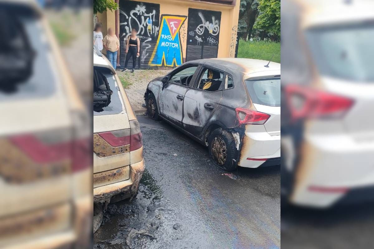 Pożar BMW X5 na parkingu przy ul. Niepodległości w Lublinie