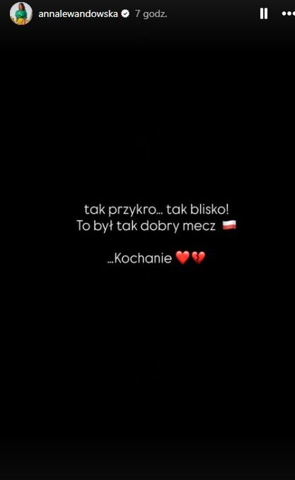Anna Lewandowska o porażce Polski 