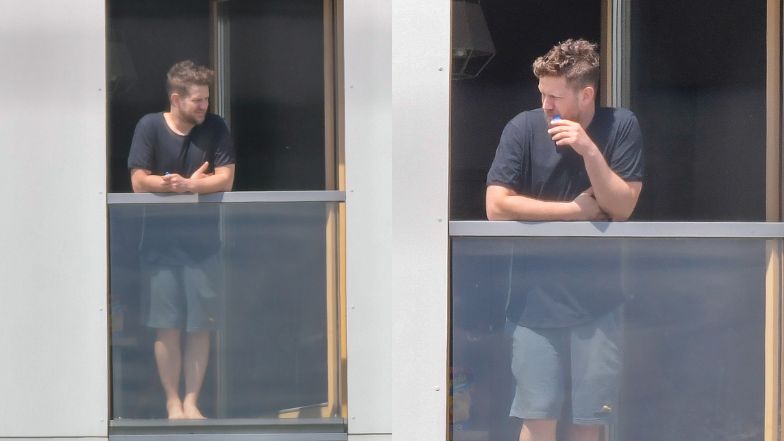 Antek Królikowski relaksuje się na balkonie z Izabelą