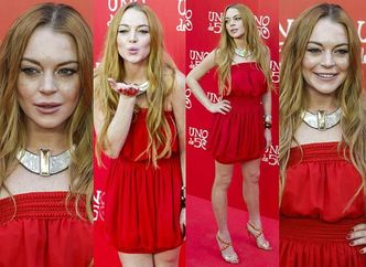 Opuchnięta Lindsay Lohan "rozdaje buziaki" w Madrycie (ZDJĘCIA)