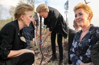 Agata Duda w luźnej stylizacji sadzi drzewa. "Lasy są nam bardzo potrzebne" (FOTO)