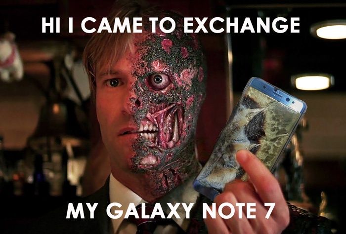 Galaxy Note 7 płonie - afera - meme