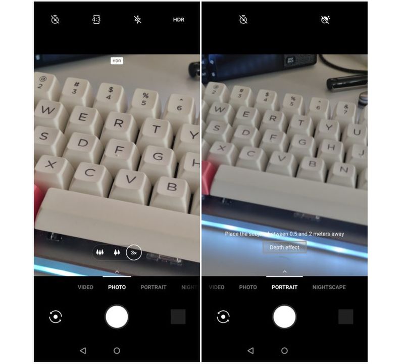 Różnice w kadrach podczas korzystania z trybu portretowego i 3-krotnego przybliżenia w modelu OnePlus 7 Pro