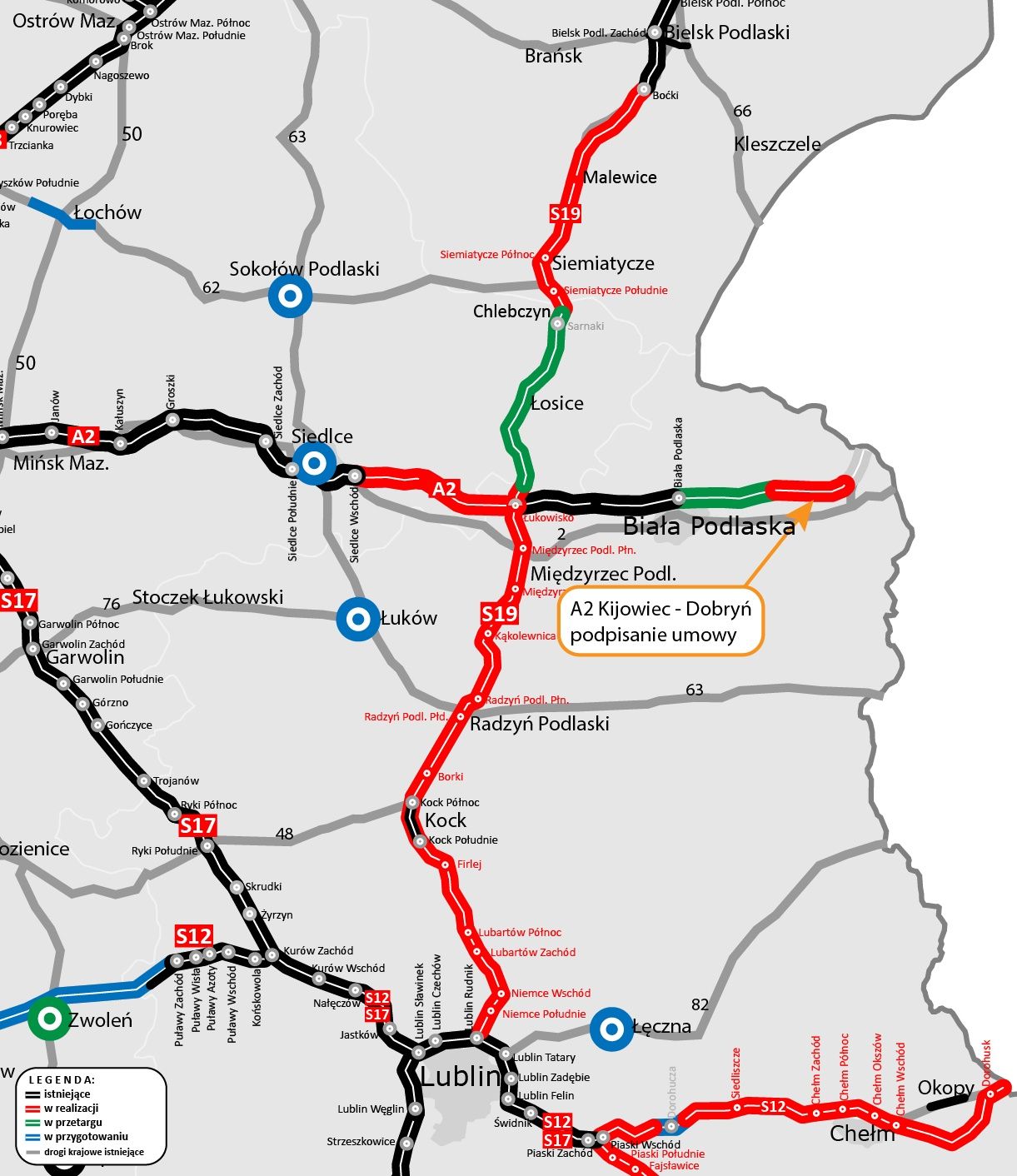 Stan budowy autostrady A2