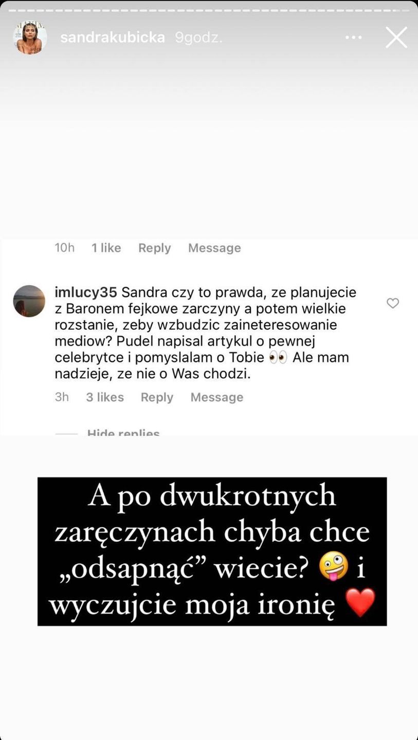 Sandra Kubicka zapewnia, że nie planuje udawanego ślubu