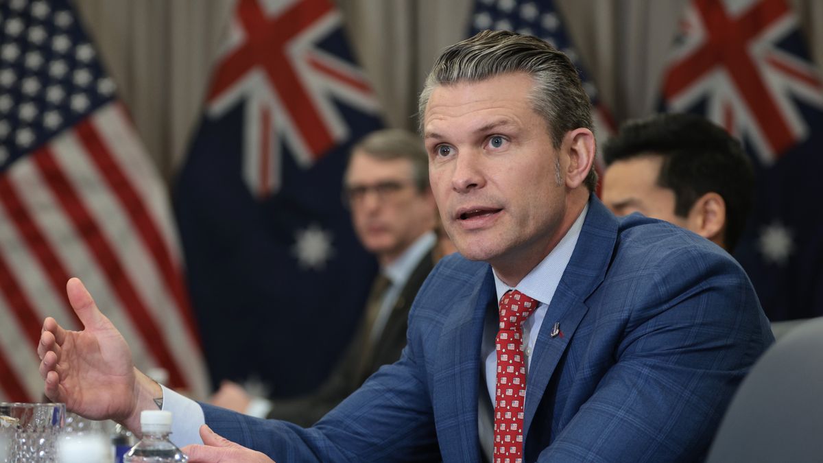ARLINGTON, VIRGINIA - FEBRUARY 07: U.S. Secretary of Defense Pete Hegseth speaks to members of the press during a bilateral meeting with Australian Deputy Prime Minister and Defense Minister Richard Marles at the Pentagon on February 7, 2025 in Arlington, Virginia. Marles is on a visit in Washington to meet with Secretary Hegseth, other Trump administration officials, and U.S. Congressional members. (Photo by Alex Wong/Getty Images)
