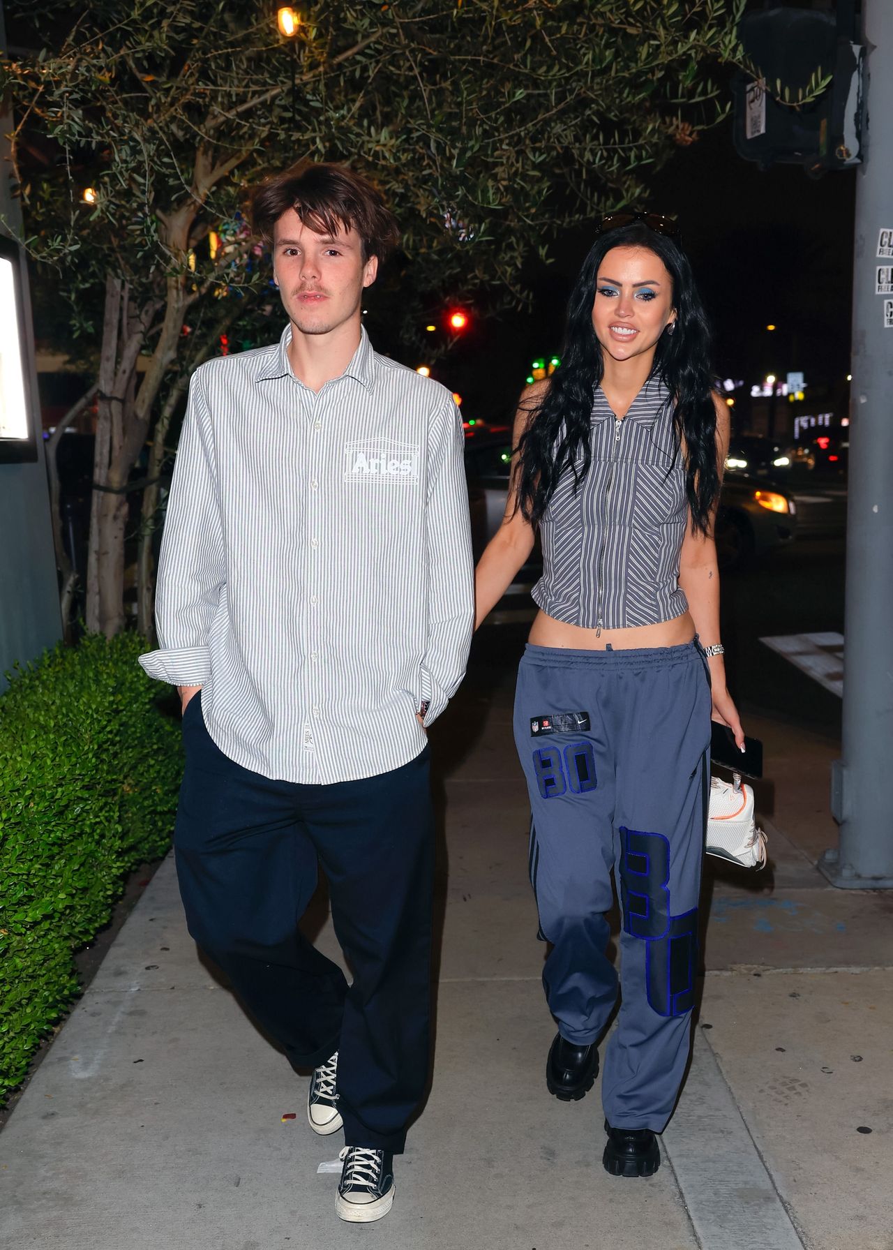 LOS ANGELES, CA - MAY 10: Cruz Beckham and BBY Ivy are seen leaving Osteria Mozza Restaurant on May 10, 2024 in Los Angeles, California.  (Photo by Rachpoot/Bauer-Griffin/GC Images)