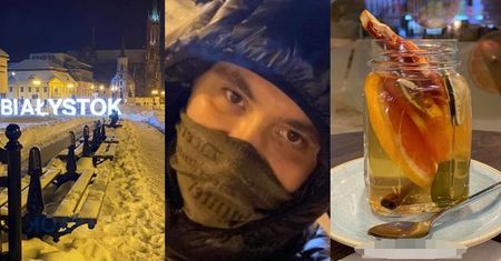 Trzeźwy i samotny Daniel Martyniuk raczy się herbatką i oprowadza fanów po zaśnieżonym Białymstoku (ZDJĘCIA)