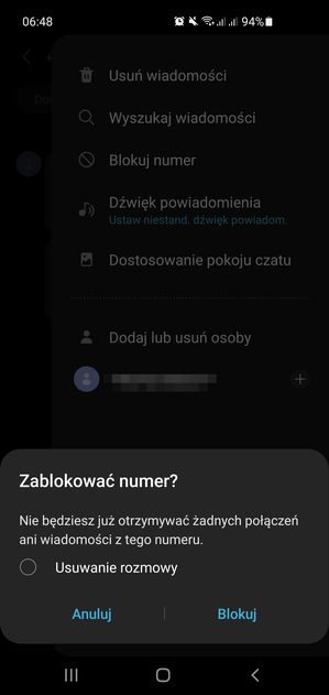Dodawanie numeru do "czarnej listy" w Androidzie