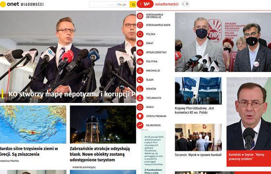 W informacjach i publicystyce na czele Onet przed o2.pl i WP, TVN24.pl i RMF24.pl ze spadkami (TOP10)