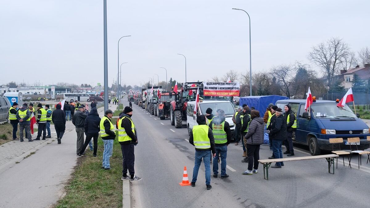 Protest rolników w Lublinie na ul. Abramowickiej