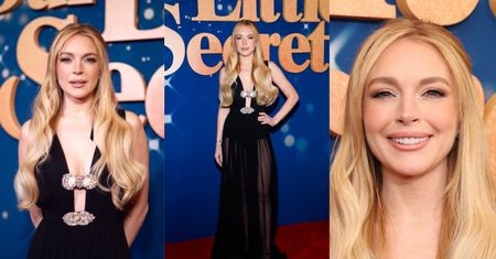 Lindsay Lohan świeci ODMIENIONĄ twarzą i odważnymi prześwitami na premierze filmu