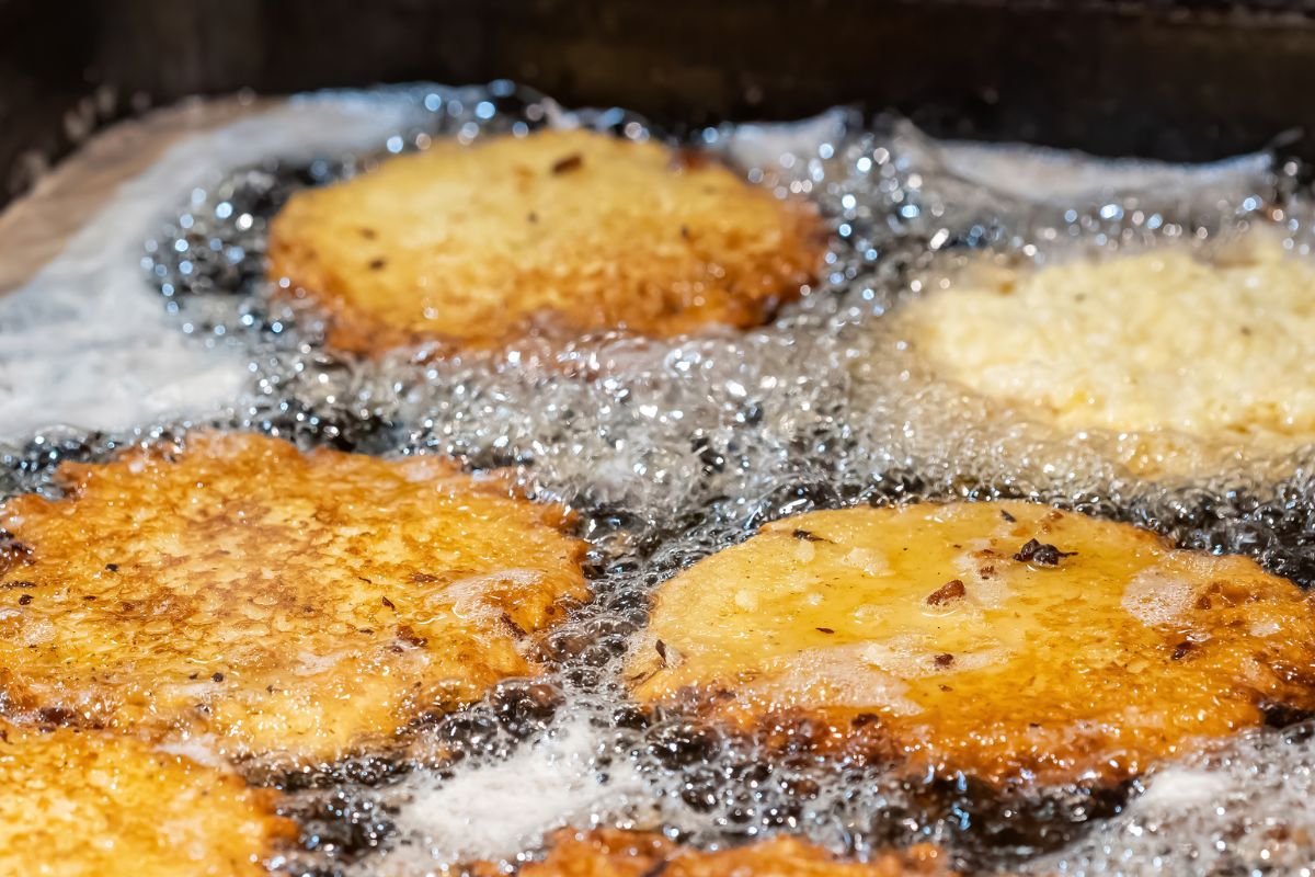 Frying potato pancakes can be a lot lighter