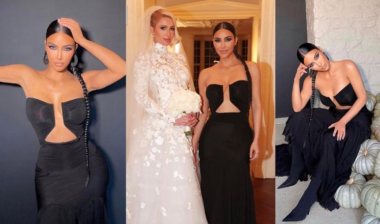 Internauci krytykują sukienkę Kim Kardashian ze ślubu Paris Hilton
