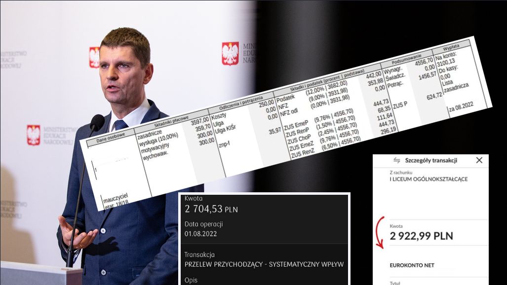 Nauczyciele pokazują paski i odpowiadają na słowa wiceministra Piontkowskiego