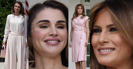 Różowa Melania i kremowa Rania na spotkaniu w Białym Domu (ZDJĘCIA)