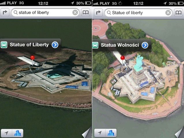 Pierwsze poprawki w Mapach Apple'a w iOS 6