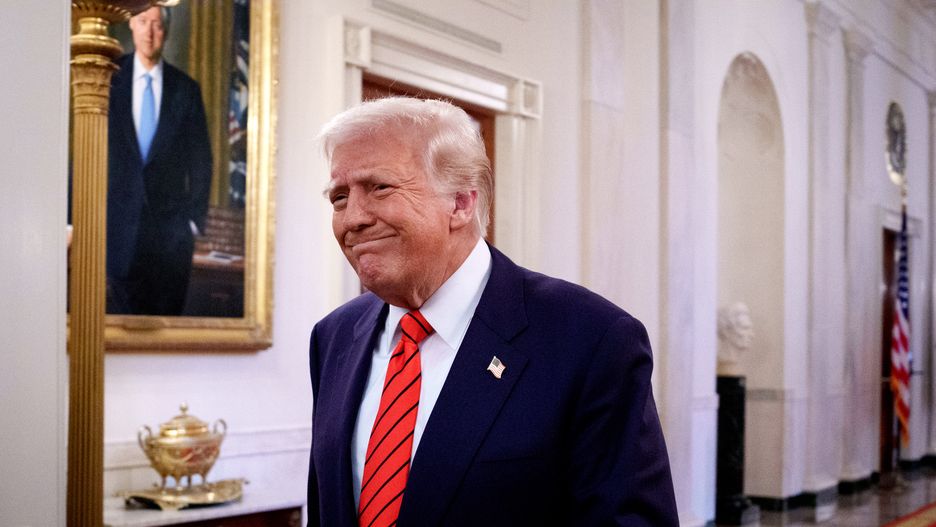 WASHINGTON, DC - FEBRUARY 05: U.S. President Donald Trump arrives to sign the "No Men in Women's Sports" executive order in the East Room of the White House on February 5, 2025 in Washington, DC. The executive order, which Trump signed on National Girls and Women in Sports Day, prohibits transgender women from competing in women's sports and is the third order he has signed that targets transgender people. (Photo by Andrew Harnik/Getty Images)