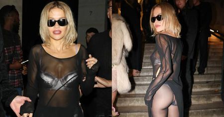 Rita Ora w metalicznym topie odsłania pośladki w Paryżu. Nie zabrakło też białych sandałków. Klasa?