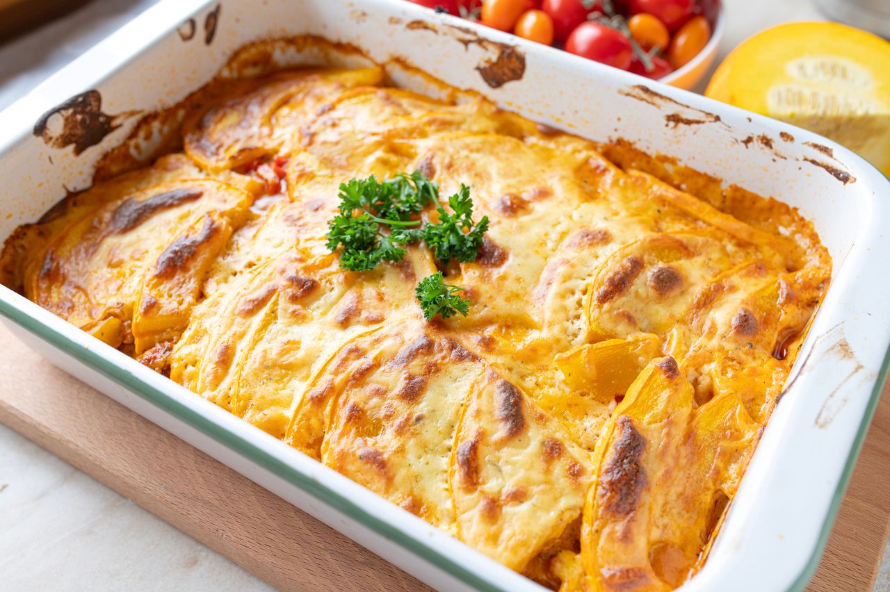 Zamiast ziemniaków, wybrałem dynię. Z hojną warstwą mięsa jest moim ulubionym daniem